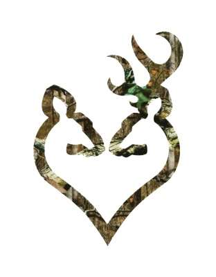 Browning Buck-Heart Decal 6in Camo