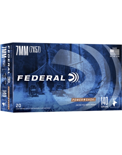 Federal Power-Shok 7X57MM Mauser 140 Grain Sp 20 Rounds 10 Boxes per Case