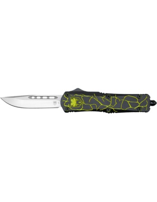 Cobratec Knives Medium Fs-3 Out-the-Front Fractured Black Yellow 3" D2