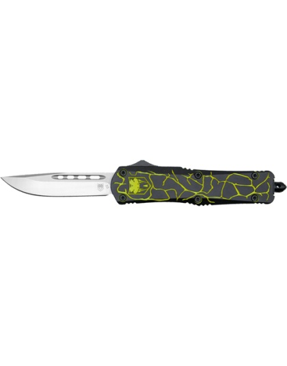Cobratec Knives Medium Fs-3 Out-the-Front Fractured Black Yellow 3" D2