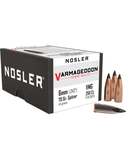 Nosler Bullets 6 mm.243 70 Grain Varmageddon Tipped 250 Count