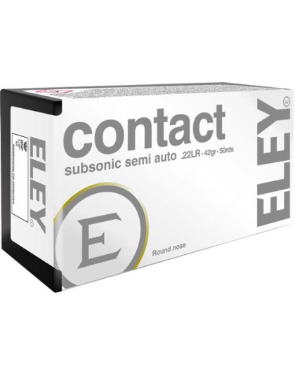 Eley Contact Subsonic.22 LR 42 Grain Round Nose 50 Rounds 100 Boxes per Case