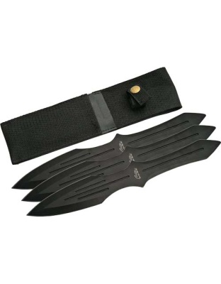 Szco Rite Edge 9.75" Throwing Knife Black 3-Piece Set with Sheath