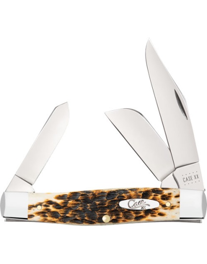Case Knives Amber Bone Peach Seed Jig Large Stockman