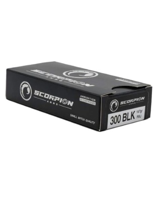 Scorpion Ammo 300 Blackout 147 Grain Full Metal Jacket 20 Rounds 20 Boxes per Case