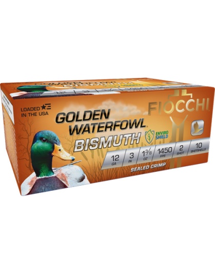 Fiocchi Golden Bismuth 12 Gauge 3" 1-3/8 Ounce #2 1450 Feet Per Second 10 Rounds