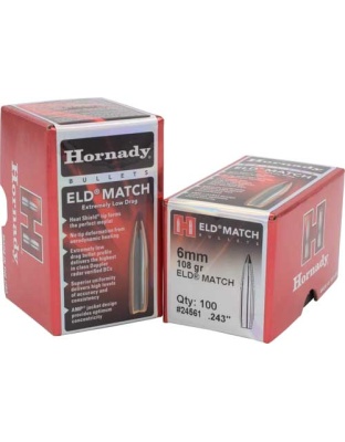 Hornady Bullets 6 mm.243 108 Grain ELD-Match 100 Count