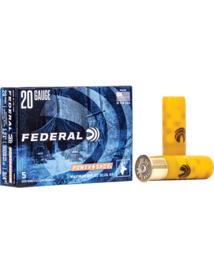 Federal Power Shok 20 Gauge 2.75" 4/5 Ounce Rifled Slug 5 Rounds