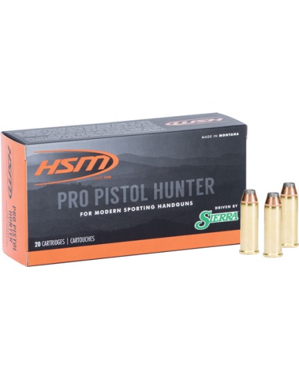 HSM Ammo Pro Pistol 44 Remington Magnum 300 Grain Jacketed Soft Point 20 Rounds 20 Boxes per Case