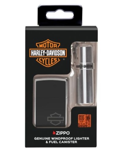 Zippo Windproof Lighter Harley Davidson & Fuel Canister Set