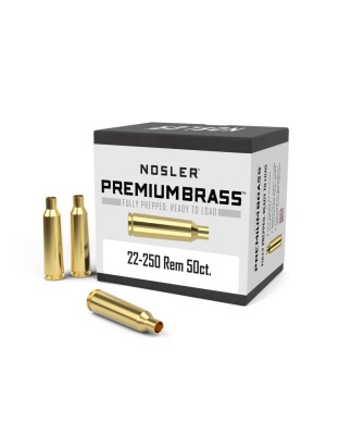 Nosler Unprimed Brass Rifle Cartridge Cases.22-250 Rem 50/ct