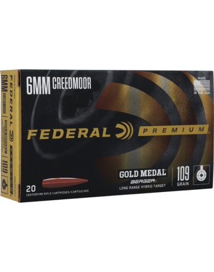 Federal Gold Medal 6 mm Creedmoor 109 Grain Long Rifle Target 20 Rounds 10 Boxes per Case