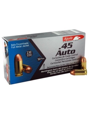 Aguila 45 Automatic Colt Pistol 230 Grain Full Metal Jacket-Round Nose 50 Rounds 20 Boxes per Case