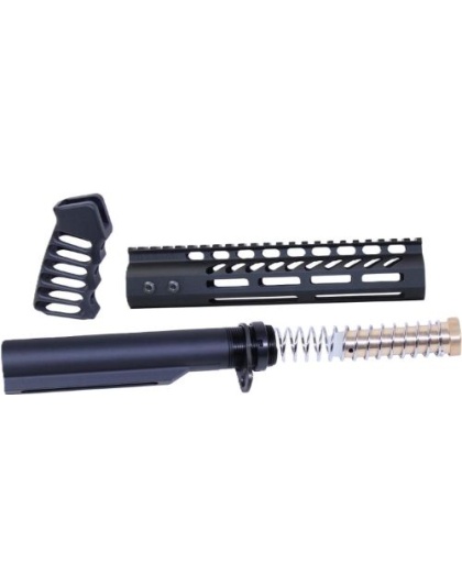 Guntec USA AR-15 9" Pistol Brace Build Kit & Buffer Tube Black