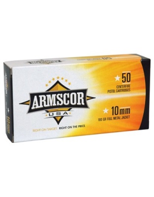 Armscor 10 mm 180 Grain Full Metal Jacket 50 Rounds 20 Boxes per Case Made in USA
