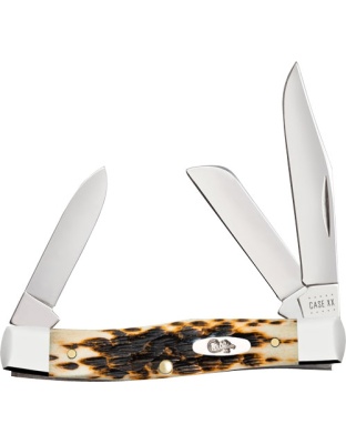 Case Knives Amber Bone Peach Seed Jig Medium Stockman — Model 00079