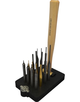 Grace USA 17 Piece AR-15 Punch & Hammer Set with Bench Block