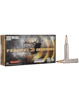 Federal Trophy Copper Rifle Ammunition.300 Win Mag 180gr PT 2960 fps 20/ct