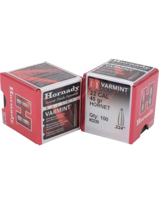 Hornady Bullets 22 Caliber .224 45 Grain Jacketed Soft Point 100 Count