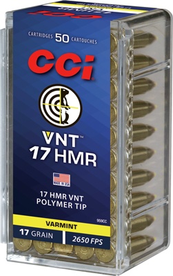 CCI Vnt 17HMR 17 Grain Varmint Tipped 2650 Feet Per Second 50 Rounds