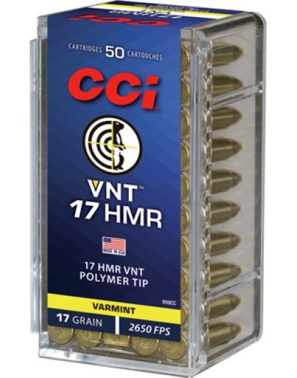 CCI Vnt 17HMR 17 Grain Varmint Tipped 2650 Feet Per Second 50 Rounds