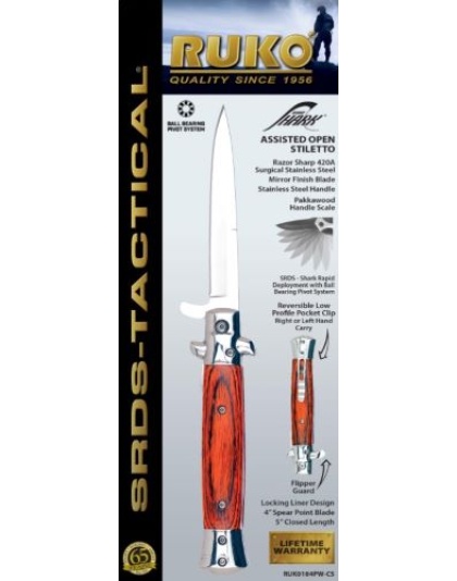 Ruko Folder Spring Assists 4" Pakkawood Handle Clamshell