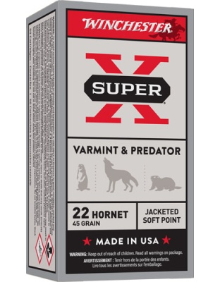 Winchester Ammunition Super-X 22 Hornet 45 Grain Jacketed Soft Point 50 Rounds