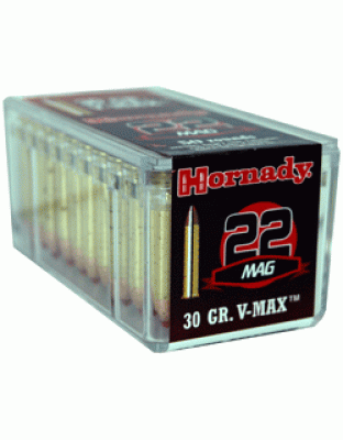 Hornady 22WMR 30 Grain V-Max 2200 Feet Per Second 50 Rounds 40 Boxes per Case