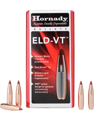 Hornady Bullets 22 Caliber.224 62 Grain. ELD-Vt 100 Count 25 Boxes per Case