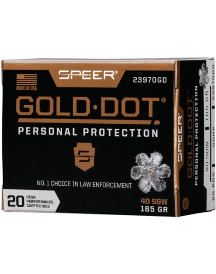 Speer Gold Dot 40 S&W 165 Grain Gold Dot Hollow Point 20 Rounds 10 Boxes per Case