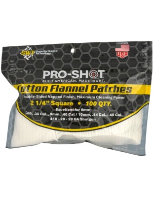 Pro-Shot Products Cleaning Patch Cotton Flannel.38-.45 2 1/4" 100 Count