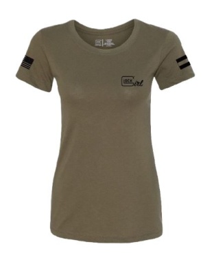 Glock Ladies "Glock Girl Flag Tee" Short Sleeve Large Mil Green