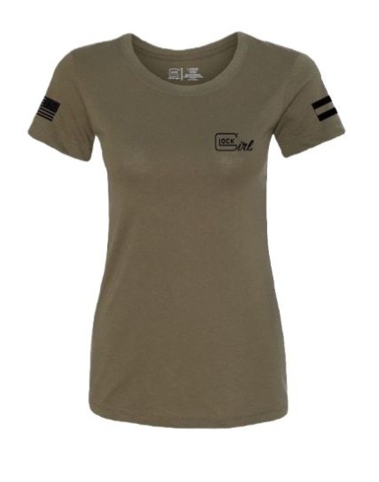 Glock Ladies "Glock Girl Flag Tee" Short Sleeve Large Mil Green