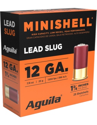 Aguila Mini-Shell 12 Gauge 1.75" 25 Grain Rifled Slug 25 Rounds 10 Boxes per Case