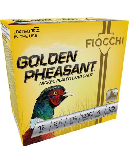 Fiocchi Golden Pheasant 12 Gauge 2.75" 1-3/8 Ounce #4 25 Rounds 10BX/Cs