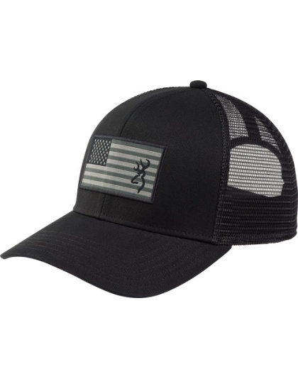 Browning Cap Glory Mesh Snapback Amer Flag Patch Black One Size Fits Most