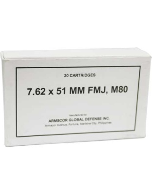 Armscor 7.62X51 M80 147 Grain Full Metal Jacket 20 Rounds 10 Boxes per Case