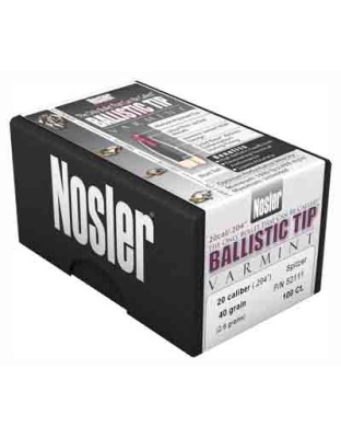 Nosler Bullets 20 Caliber.204 40 Grain Ballistic Tip 100 Count