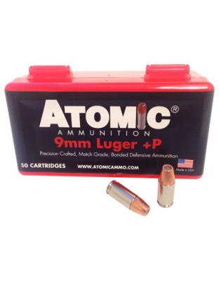 Atomic Ammunition 9 mm Luger +P 124 Grain Jacketed Hollow Point 50 Rounds