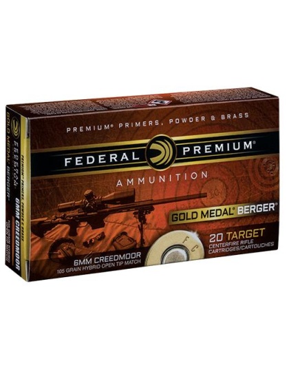 Federal Gold Medal Berger Hybrid Rifle Ammunition 6mm Creedmoor 105gr BTHP 3025 fps 20/ct