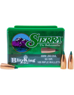 Sierra Bullets 6 mm.243 55 Grain Blitzking 100 Count