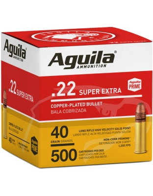 Aguila High-Vel.22 LR 40 Grain Plated Lrn 1255 Feet Per Second 500 Rounds 4BX/C
