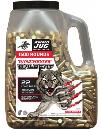 Winchester Ammunition Wildcat 22LR 40 Grain Copper Plated 1500 Rounds Jug 3BX/C