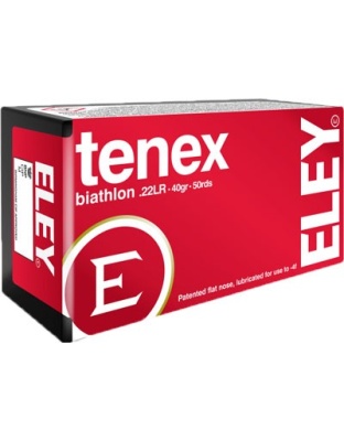 Eley Tenex Biathlon 22LR 40 Grain Flat Nose 50 Rounds 100 Boxes per Case