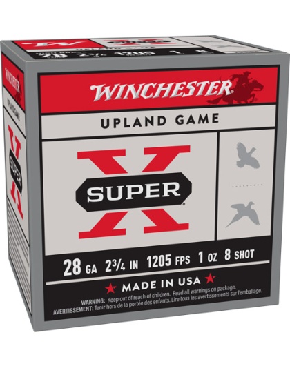 Winchester Ammunition Super-X 28 Gauge 2.75" 1 Ounce #8 1205 Feet Per Second 25 Rounds 10 Boxes per Case