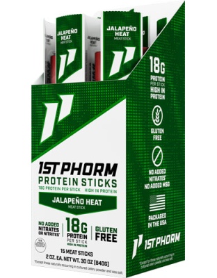 1ST Phorm Protein Beef Sticks Jalepeno Heat 15 Sticks