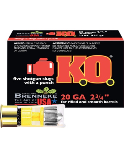 Brenneke USA Ko 20 Gauge 2.75" 3/4 Ounce Slug 5 Rounds