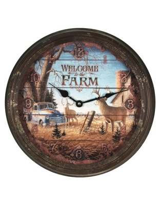Rivers Edge Deer Nostalgic Metal Clock 15"
