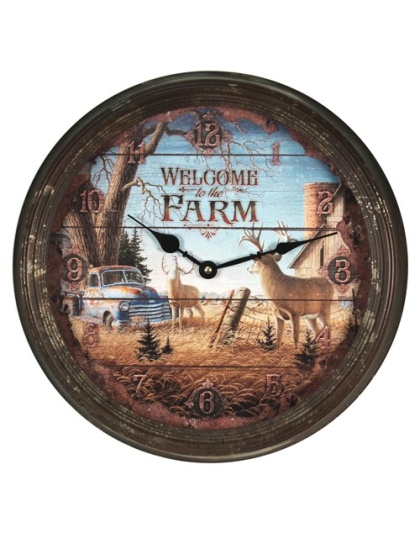 Rivers Edge Deer Nostalgic Metal Clock 15"