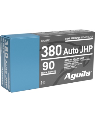 Aguila 380 Automatic Colt Pistol 90 Grain Jacketed Hollow Point 50 Rounds 10 Boxes per Case